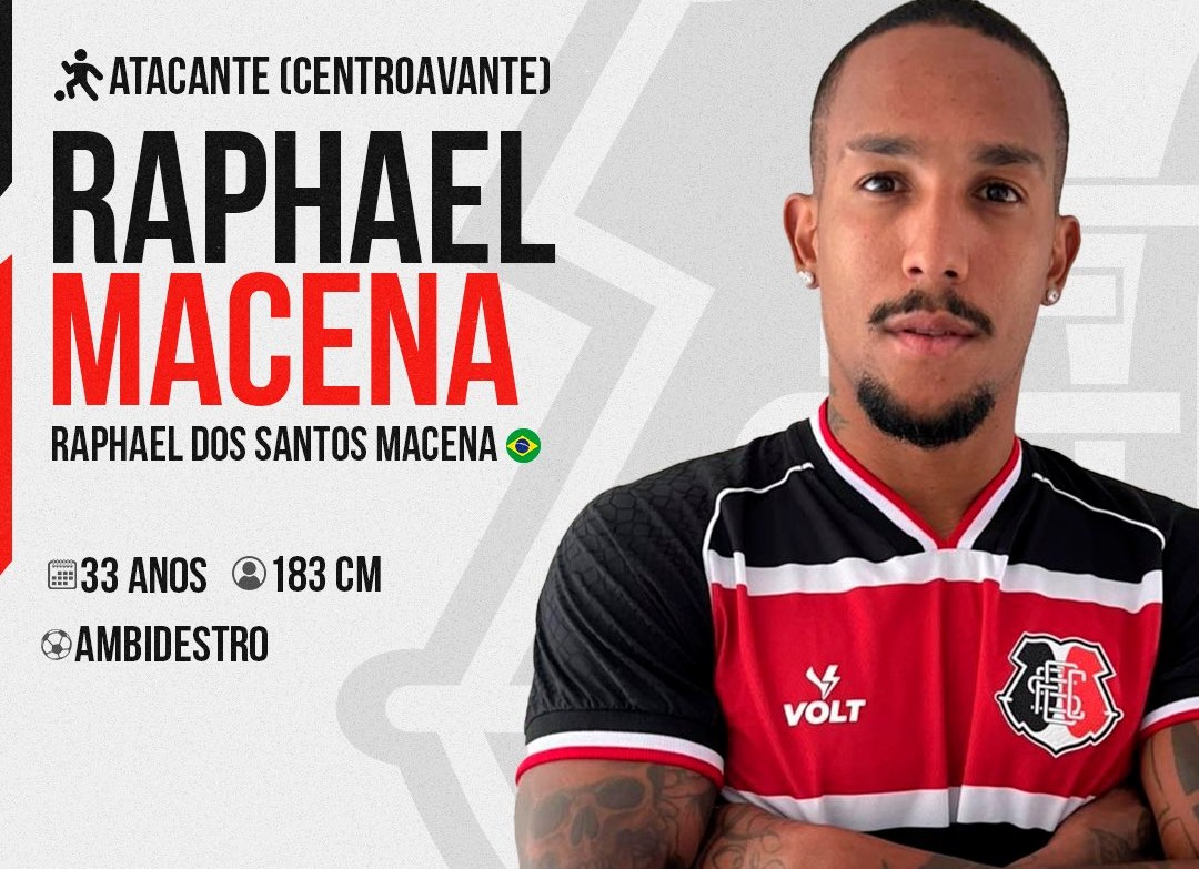 Atacante, Raphael Macena é o novo reforço do Santa Cruz