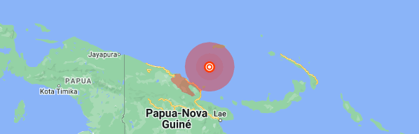 Terremoto de magnitude 6,3 foi registrado nesta terça-feira (9) no mar de Bismarck, próximo à costa de Papua-Nova Guiné