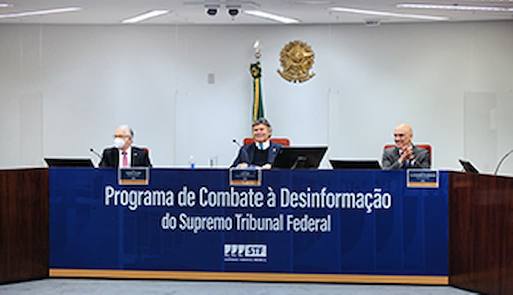 Durante o anúncio, Fux disse que o programa de combate à desinformação visa, entre várias ações, "impedir a proliferação muitas vezes inventadas de falas de ministros