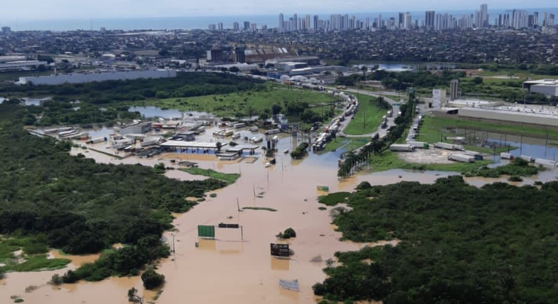 Ponto de alagamento registrado pela PRF