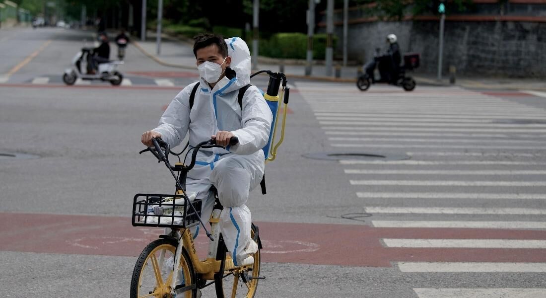 Poucas pessoas nas ruas de Pequim, na China