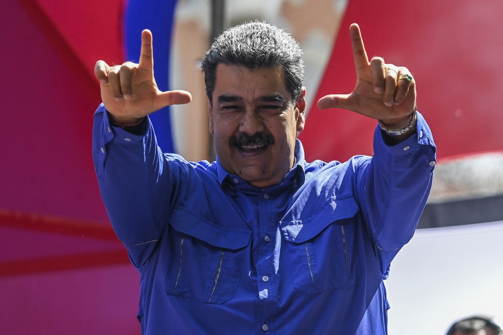 Nicolás Maduro, presidente da Venezuela, durante celebração do Dia do Trabalho, em Caracas