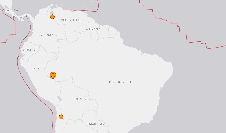 Epicentros dos tremores no Acre