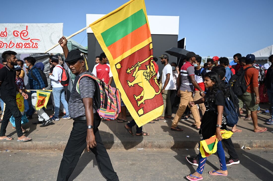 Manifestantes contra o governo de Sri Lanka