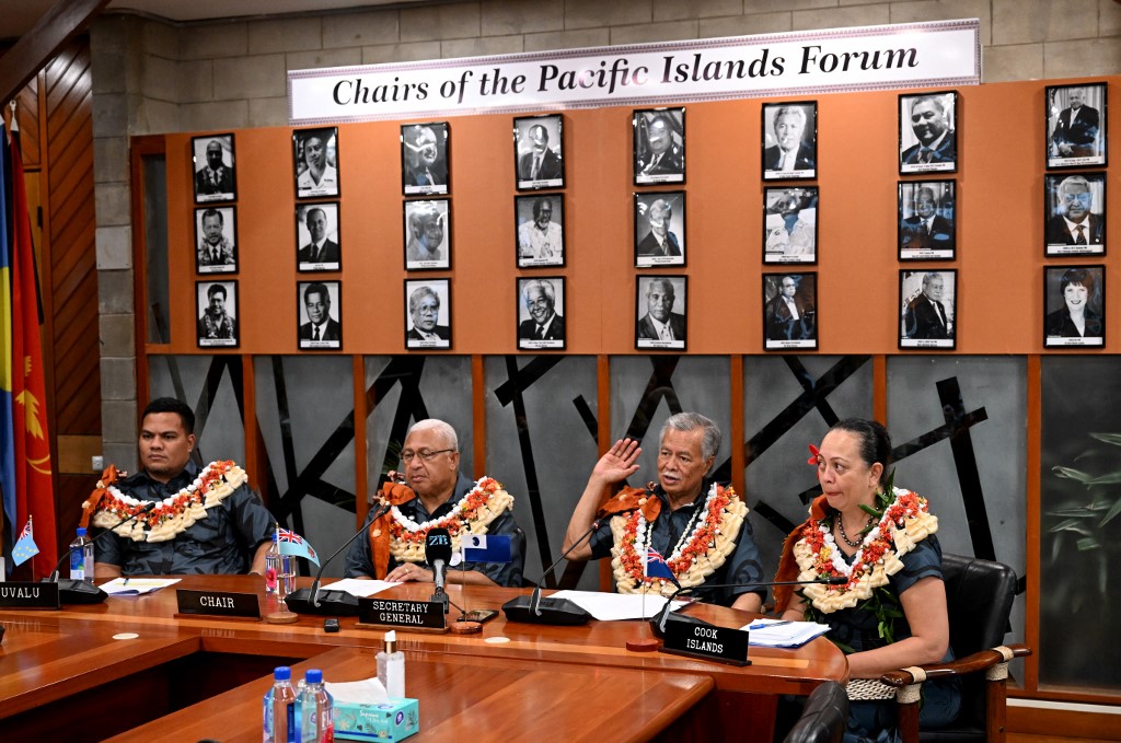 Governadores das ilhas do pacífico no Fórum das Ilhas dos Pacífico, em Suva, capital de Fiji