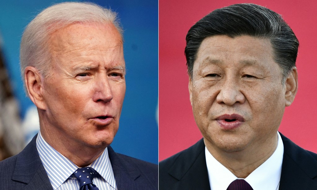 Os presidentes dos Estados unidos, Joe Biden, e da China, Xi Jinping em videoconferência