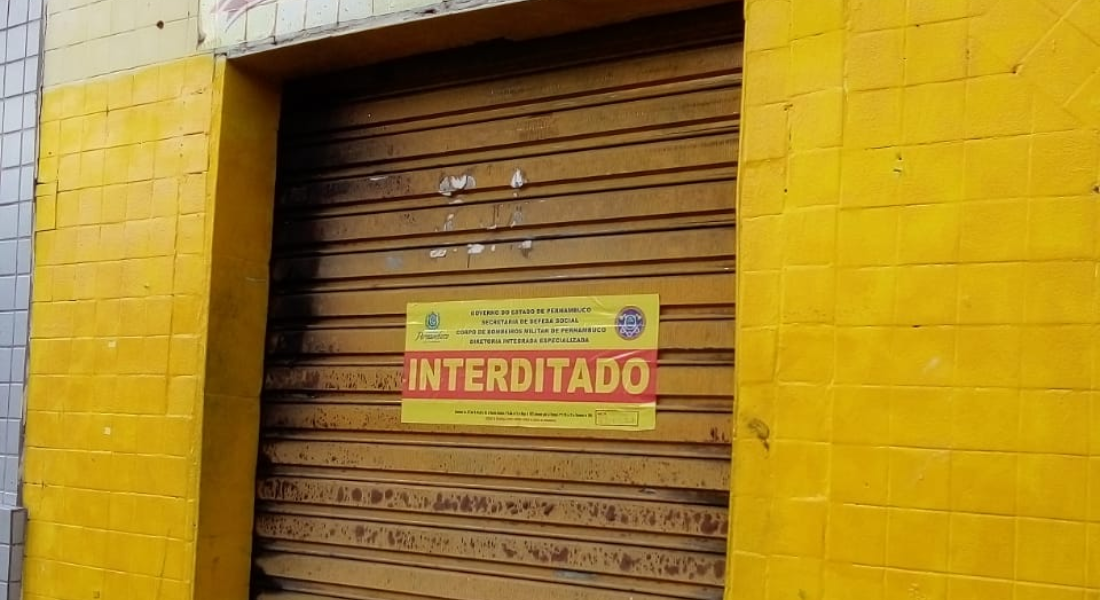 Local foi interditado pelos Bombeiros