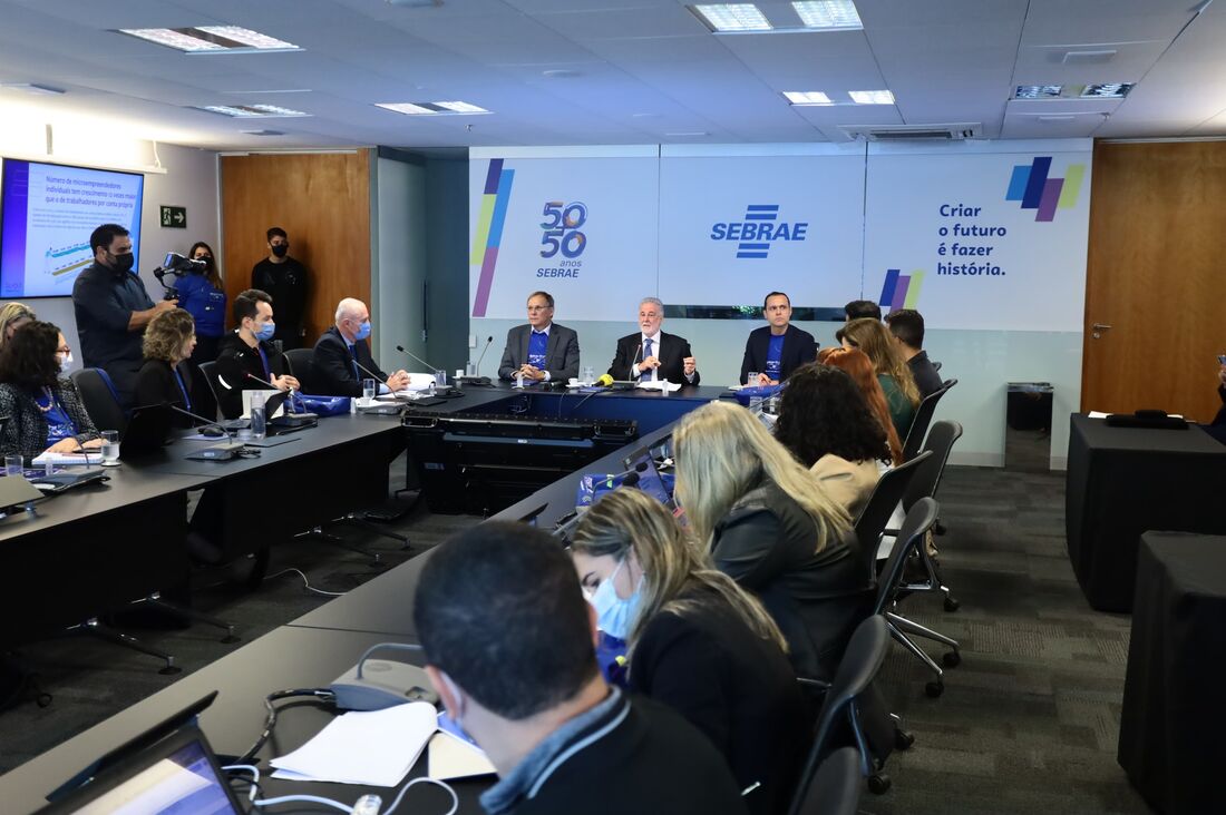 Coletiva de imprensa do lançamento do 'Atlas dos Pequenos Negócios' do Sebrae, durante a celebração de 50 anos da entidade 