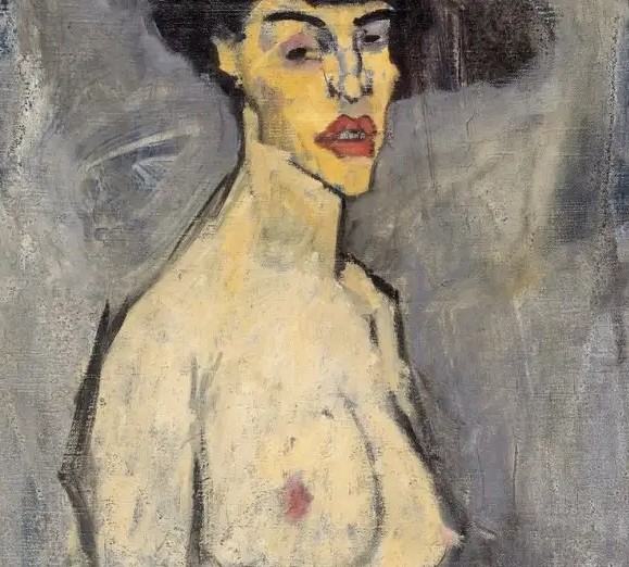 Quadro "Nú com um chapéu", datado de 1908, do pintor Amedeo Modigliani 