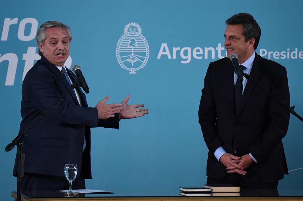 Presidente Alberto Fernández e novo  ministro da Economia da Argentina, Sergio Massa 