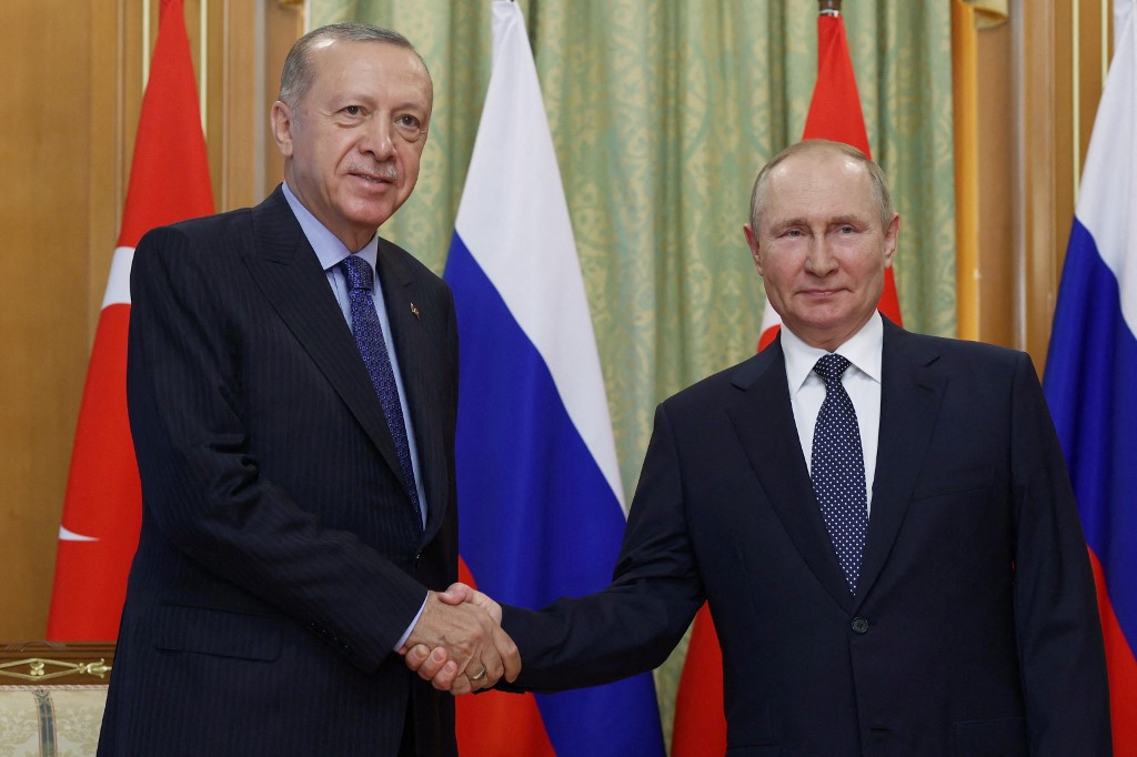 Presidente turco, Recep Tayyip Erdogan, e o presidente russo, Vladimir Putin