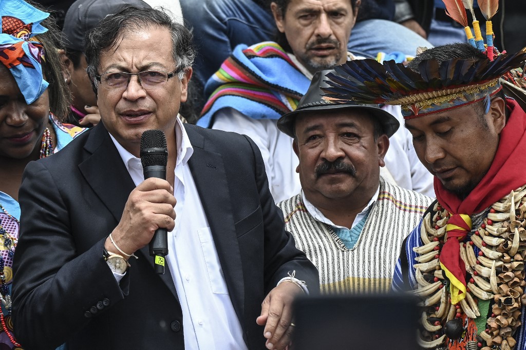 Cerimônia simbólica em Bogotá, na véspera de sua posse oficial do Presidente Gustavo Petro 