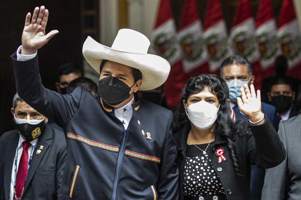 presidente do Peru, Pedro Castillo e a primeira dama Lilia Paredes