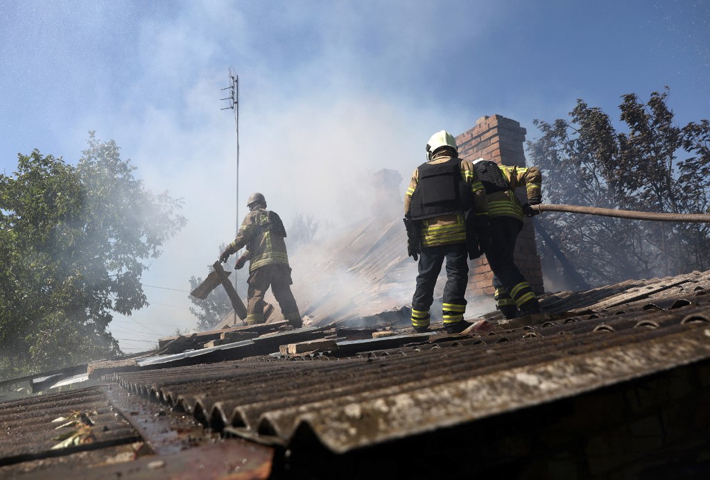 Um casa foi destruida durante o bombadeio russo 