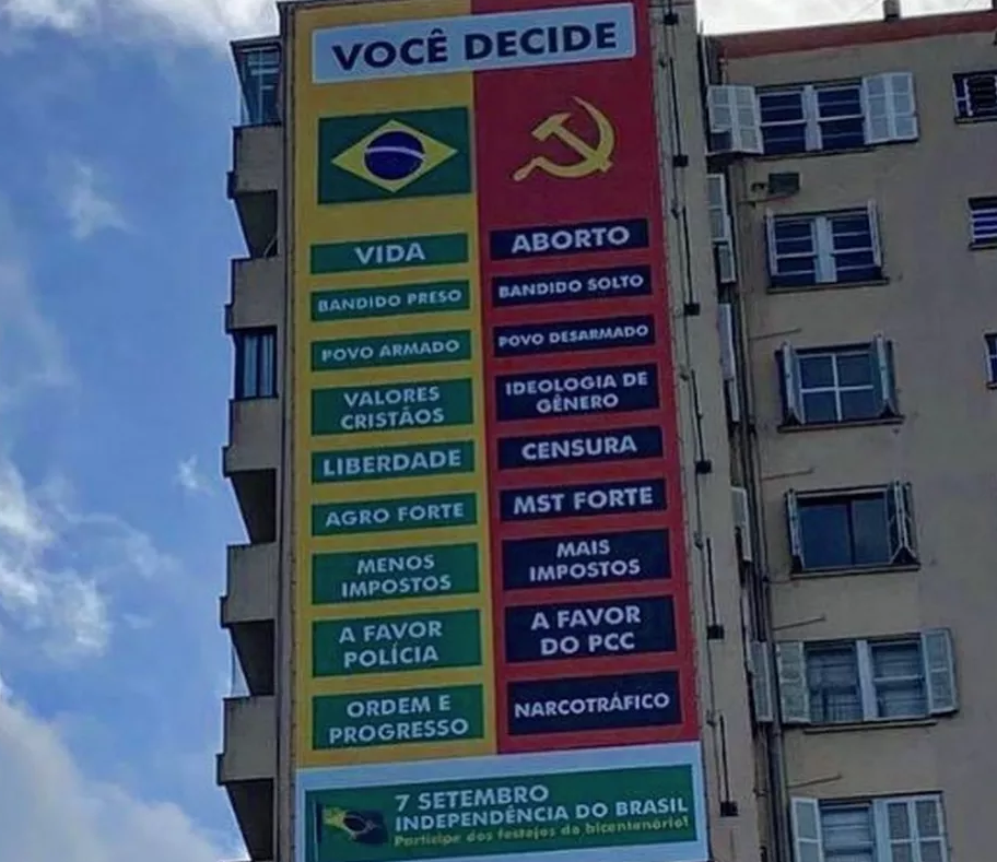 Um dos outdoors foi instalado na lateral do edifício Caraíba