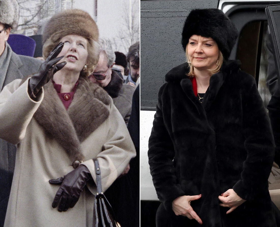 Margaret Thatcher (esquerda), Liz Truss (esquerda)