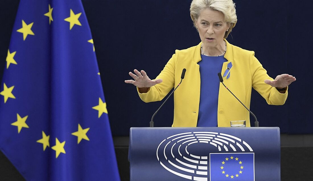  Presidente da Comissão Europeia, Ursula von der Leyen, durante o discurso sobre o Estado da UE