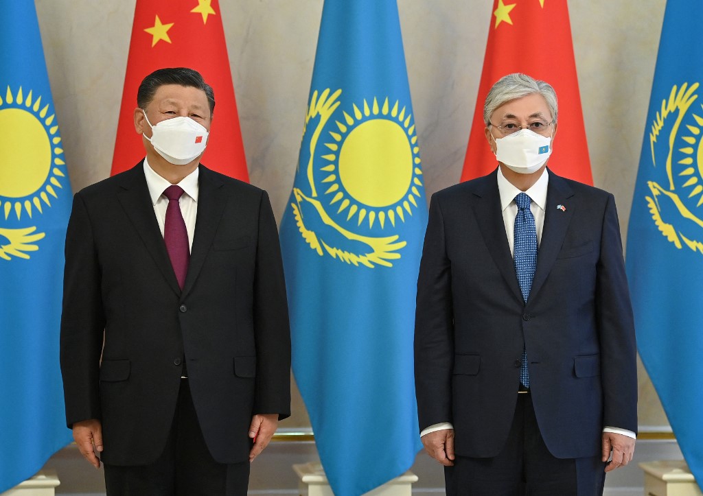 Presidente chines, Xi Jinping e presidente do Cazaquistão, Kassym-Jomart Tokayev