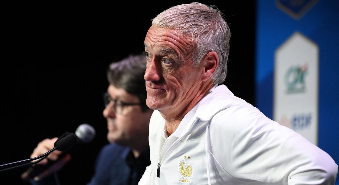 Didier Deschamps na coletiva antes do jogo contra a Áustria