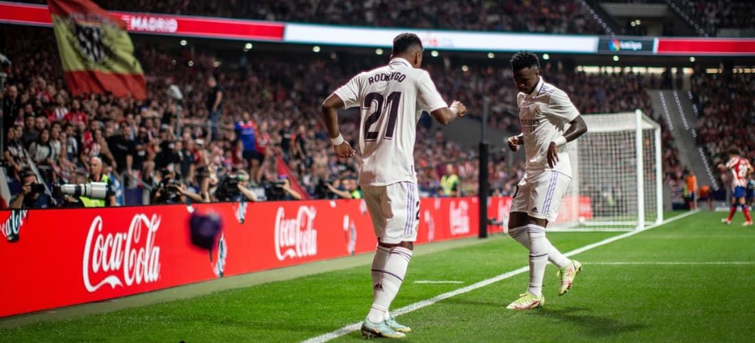 Rodrygo e Vini Jr dançaram após o primeiro gol do Real Madrid 