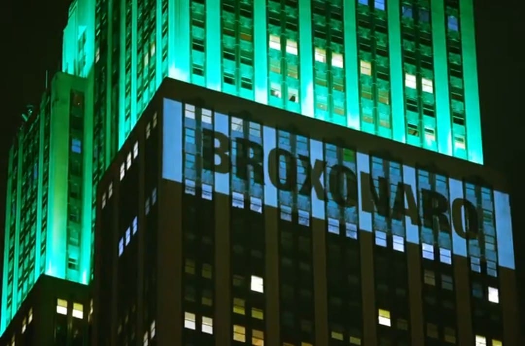 Protesto contra Bolsonaro no Empire State Building, em Nova York