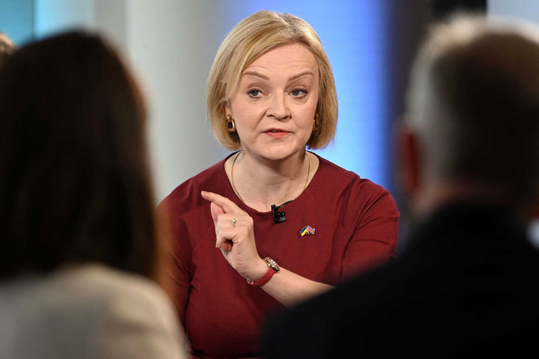 A primeira-ministra da Grã-Bretanha, Liz Truss, no programa de televisão política 'Sunday Morning' da BBC 