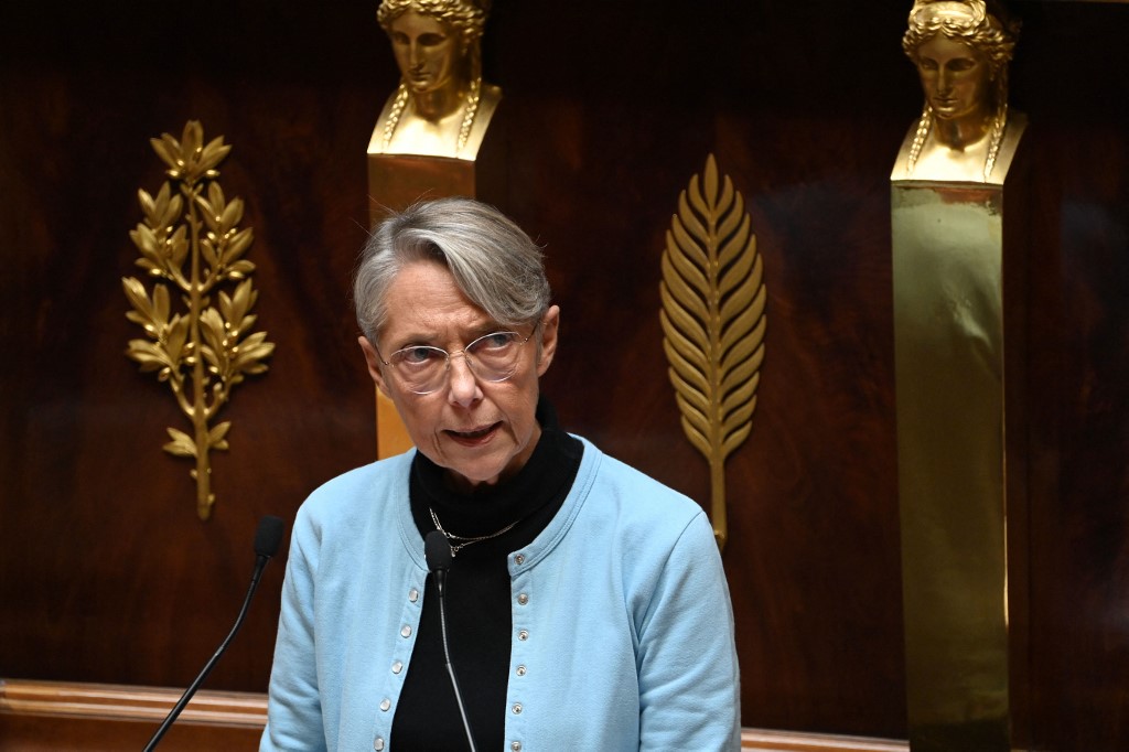 Primeira-ministra francesa, Elisabeth Borne, em Assembleia Nacional em Paris 