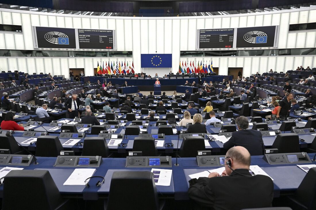 Debate sobre a invasão russa da Ucrânia, durante uma sessão plenária no Parlamento Europeu em Estrasburgo