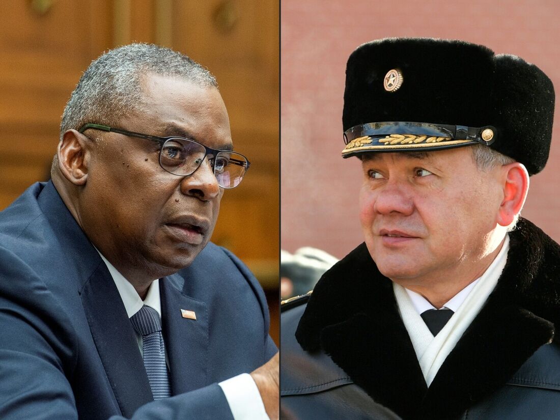 Lloyd Austin, ministro da defesa americano, e Sergei Shoigu, ministro da defesa russo