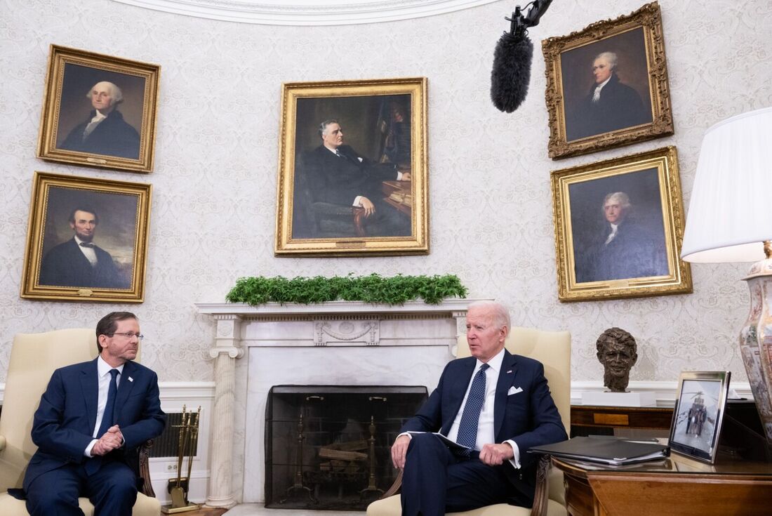 Presidente dos Estados Unidos, Joe Biden, e o presidente de Israel, Isaac Herzog