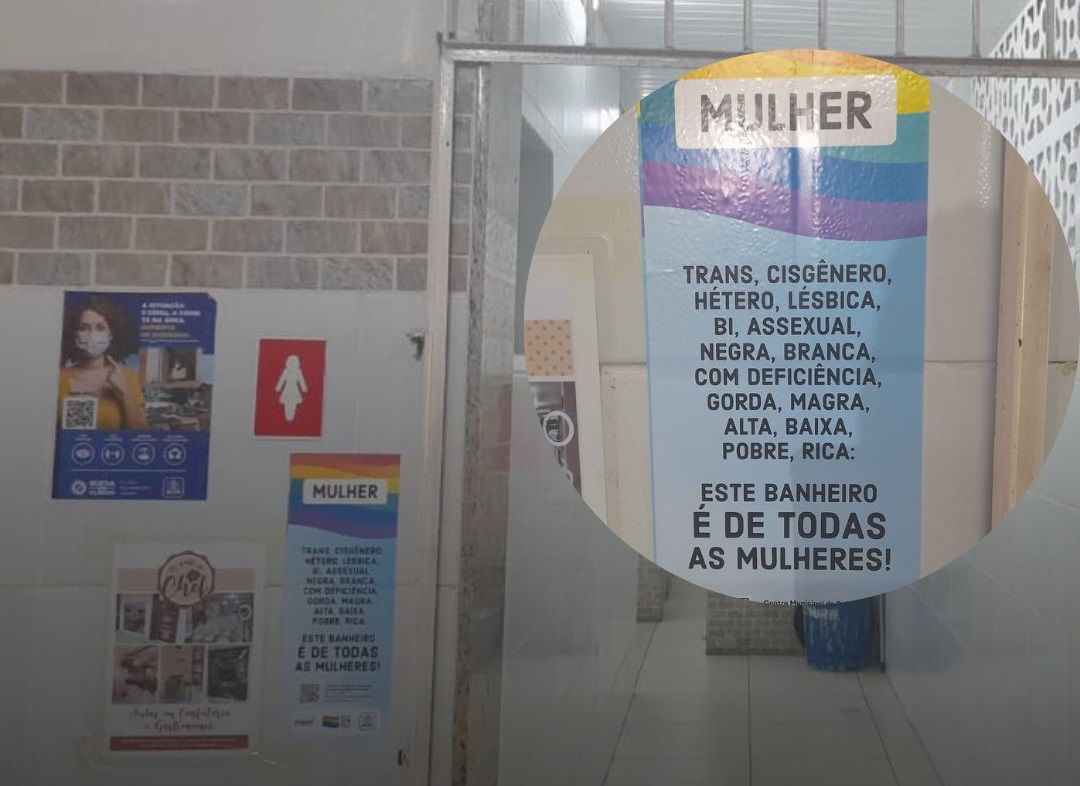 Prefeitura do Recife coloca adesivo contra transfobia no Mercado da Encruzilhada