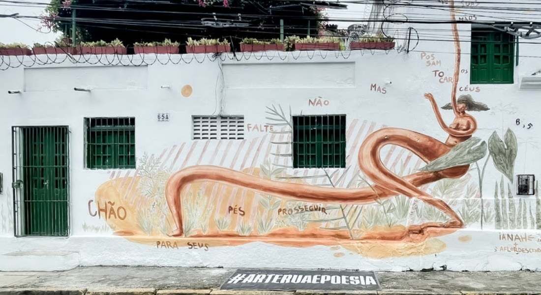 Mural em Olinda foi pintado por Ianah Maia e Aflordescendente