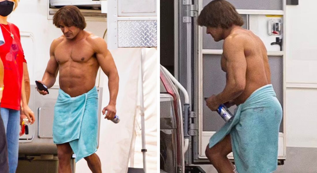 O ator apareceu no set de filmagens do longa cabeludo e com um corpo mega musculoso