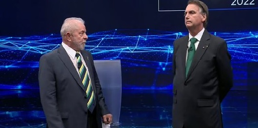 Lula e Bolsonaro em debate na Band