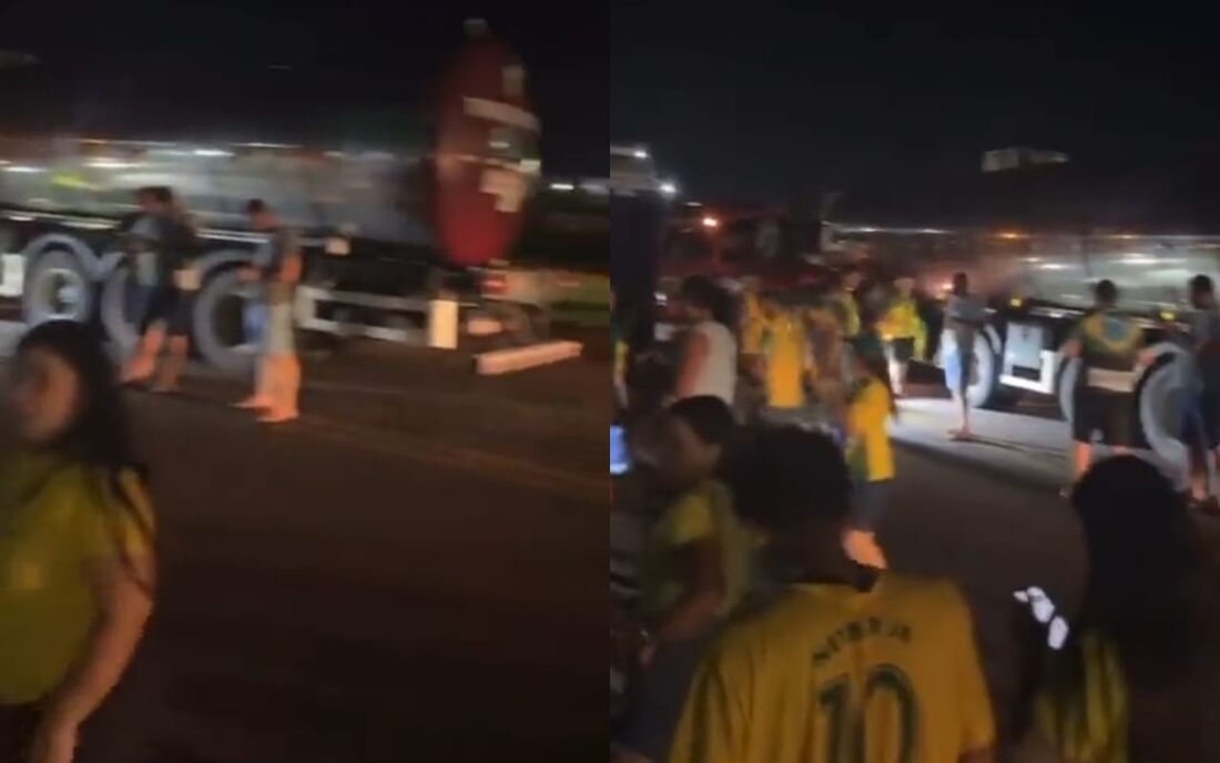 Protesto na madrugada desta segunda-feira (31) na BR-136 em Mato Grosso