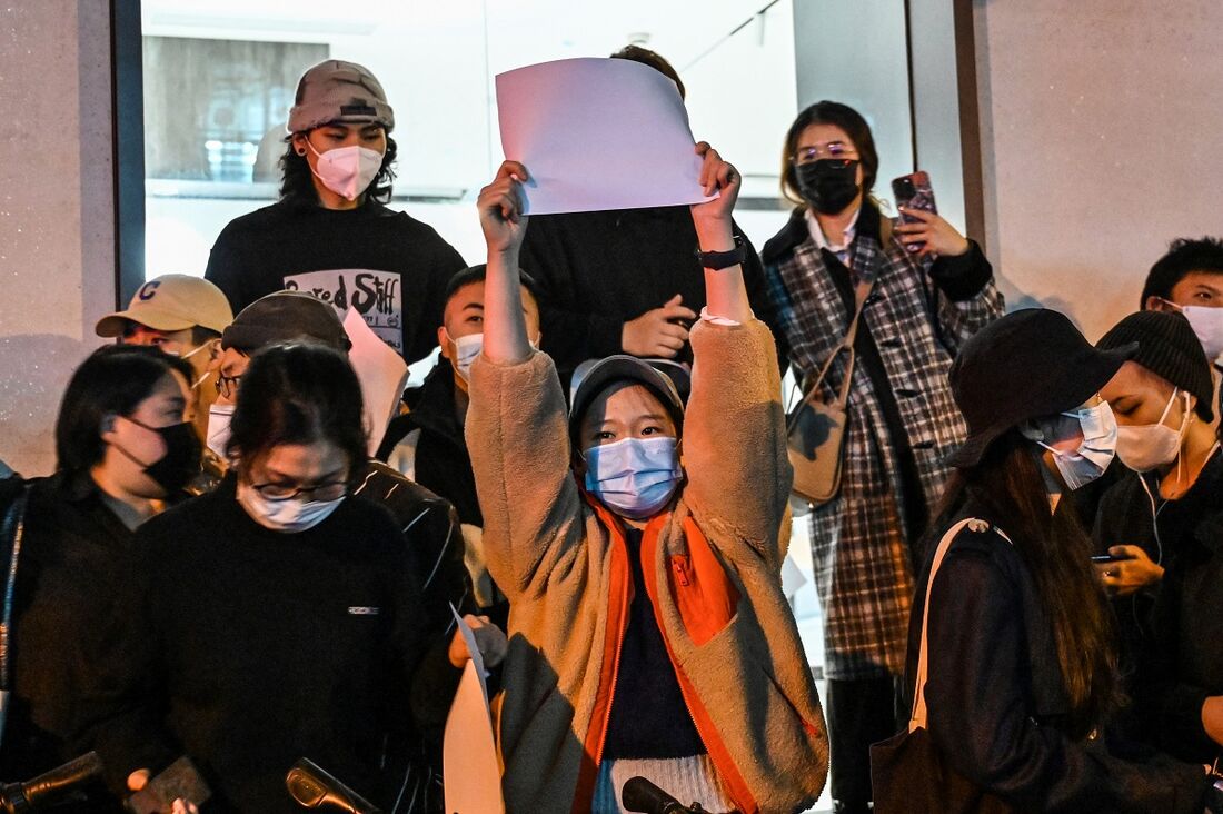 Jovens de Pequim, na China, em protesto