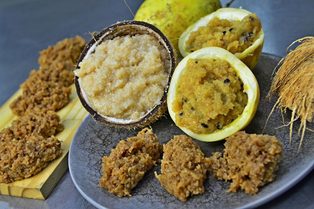 Cocada tradicional, de coco queimado e de maracujá