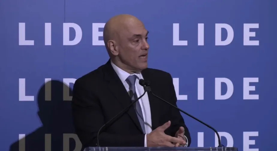 Ministro Alexandre de Moraes, presidente do Tribunal Superior Eleitoral (TSE), durante evento do Lide em Nova York