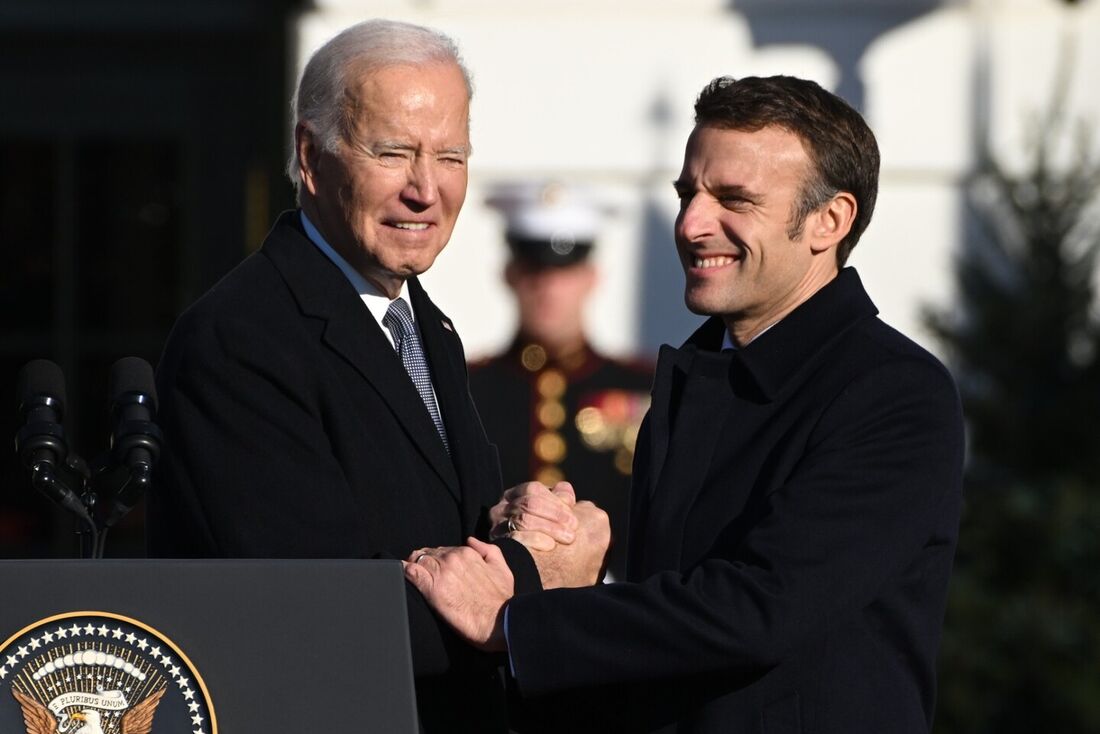 Presidente americano Joe Biden e seu homólogo francês Emmanuel Macron