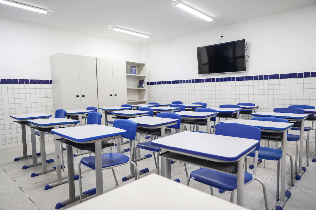 Interior de sala de aula de matemática