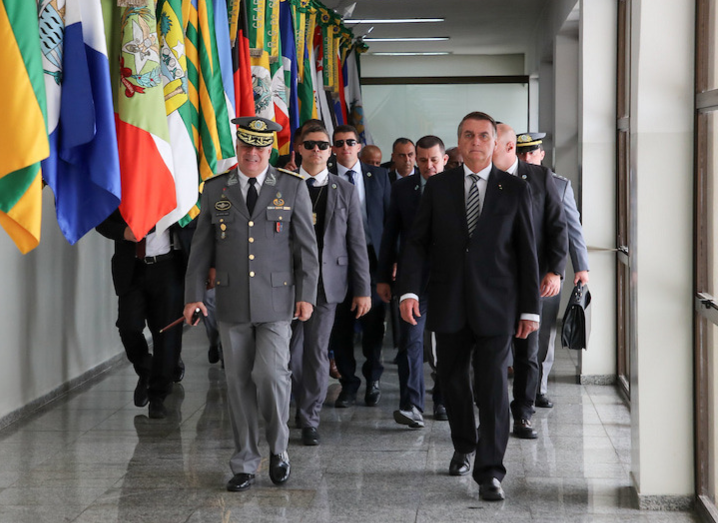 Bolsonaro em evento militar de Resende, ocorrido no sábado (26). Em ambos eventos, o presidente não fez pronunciamento