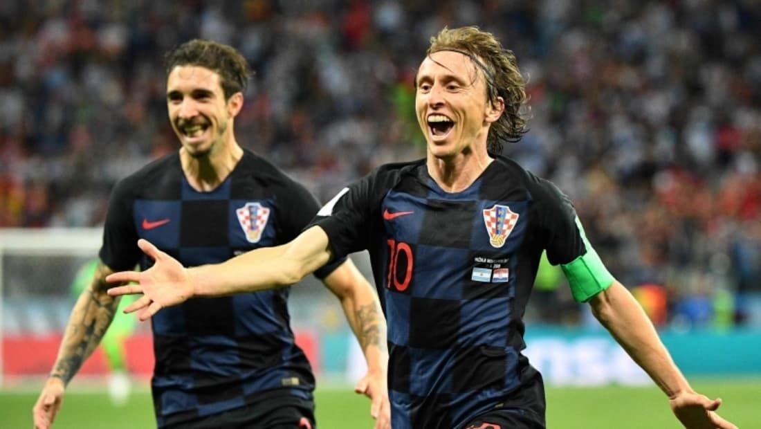 Modric marcou um dos gols da vitória por 3 a 0 contra a Argentina, em 2018