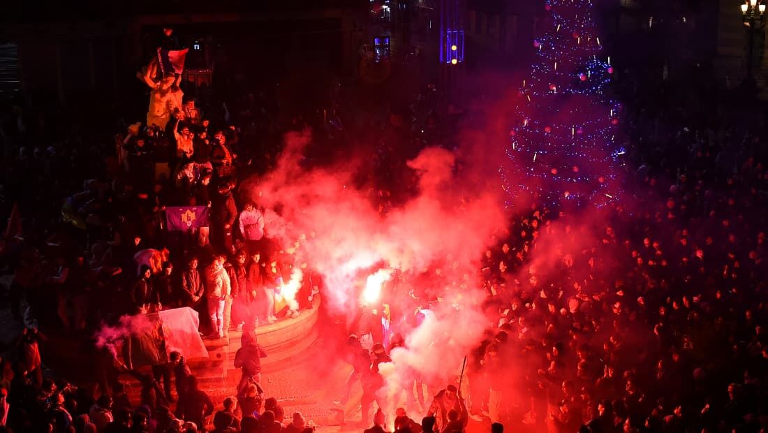 Aglomeração em Montepllier após vitória da França