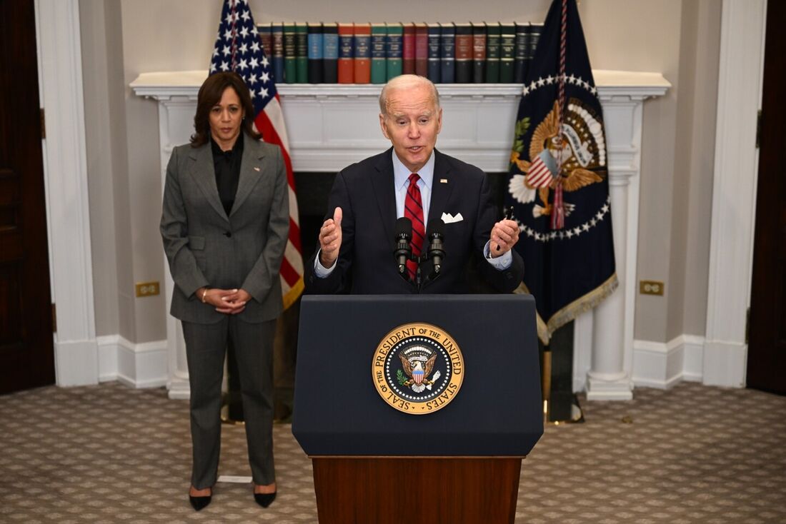 Presidente americano, Joe Biden, e a vice-presidente, Kamala Harris 