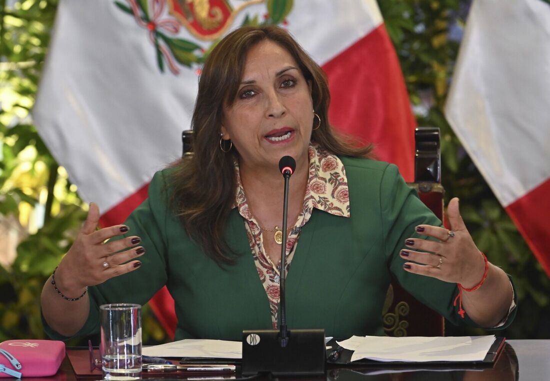 A presidente do Peru, Dina Boluarte