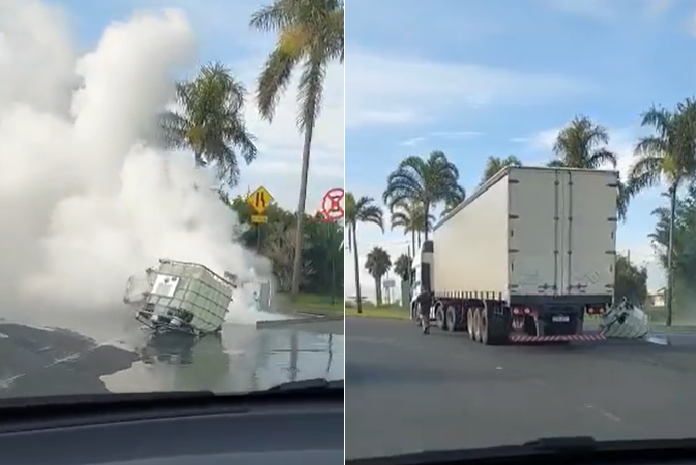 Quatro recipientes, chamados de bombonas, foram ao chão