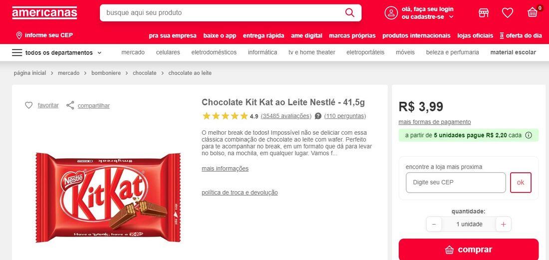 KitKat na Americanas