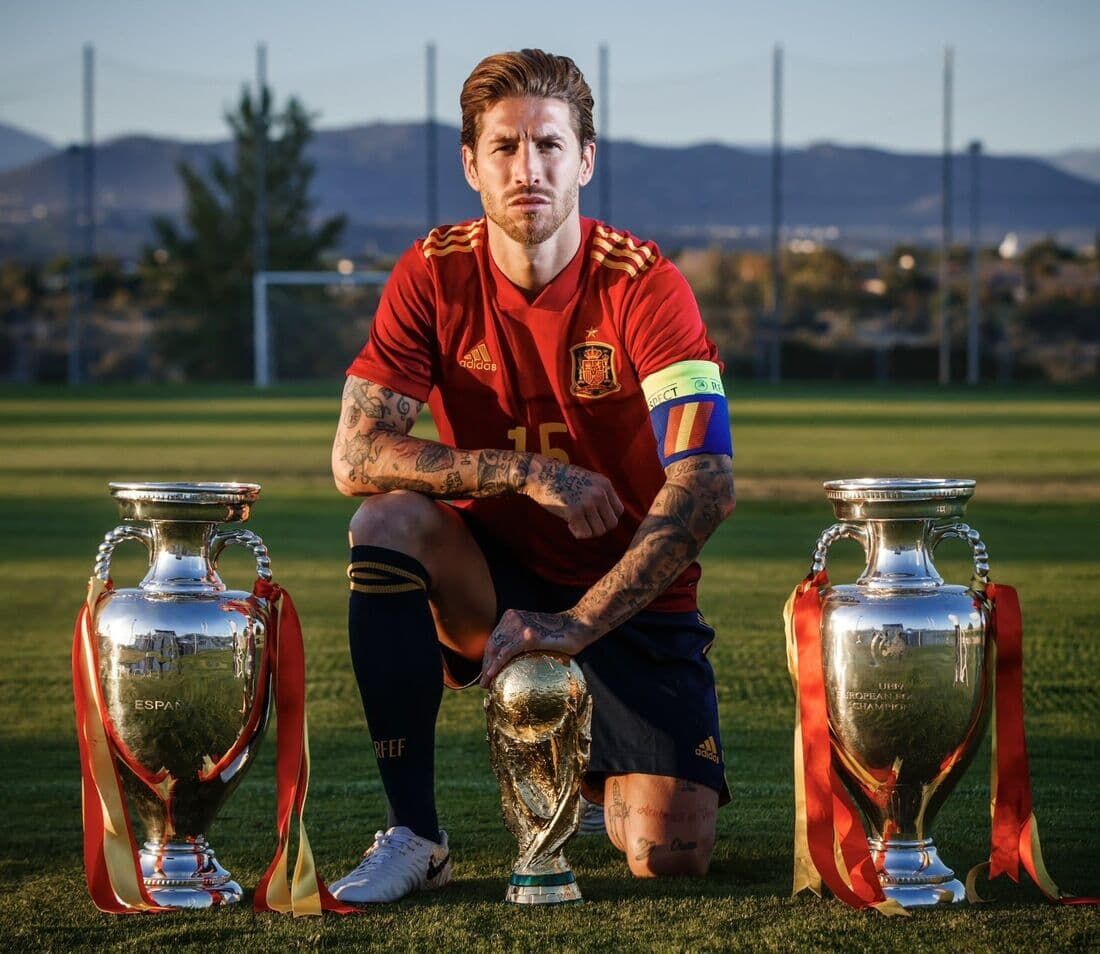 Sergio Ramos conquistou duas Eurocopas e uma Copa do Mundo com a Espanha 