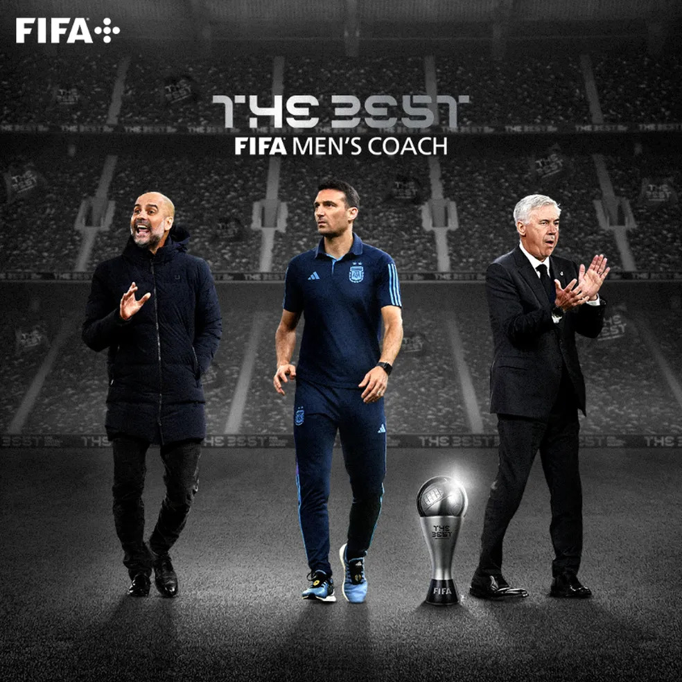 Pep Guardiola, Scaloni e Ancelotti concorrem ao prêmio de melhor treinador no Fifa The Best