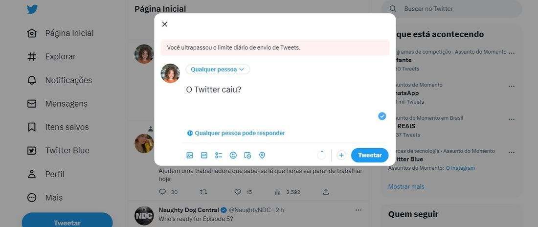 O Twitter caiu nesta quarta-feira (8)